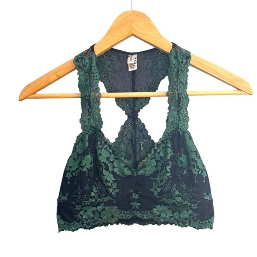 Wishlist Green & Black Racerback Lace Bralette Size Small‎
